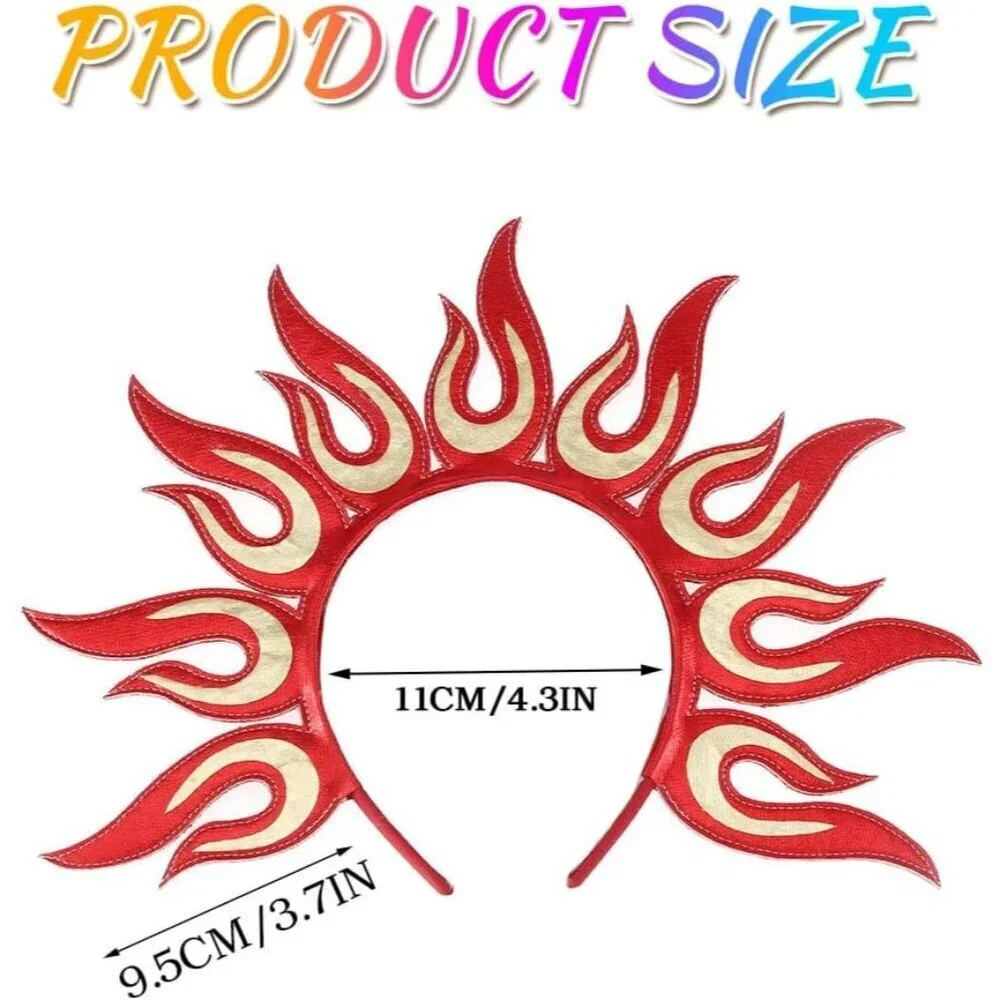 Red Flame Headband Festival Hair Accessories for Women Girls Halloween